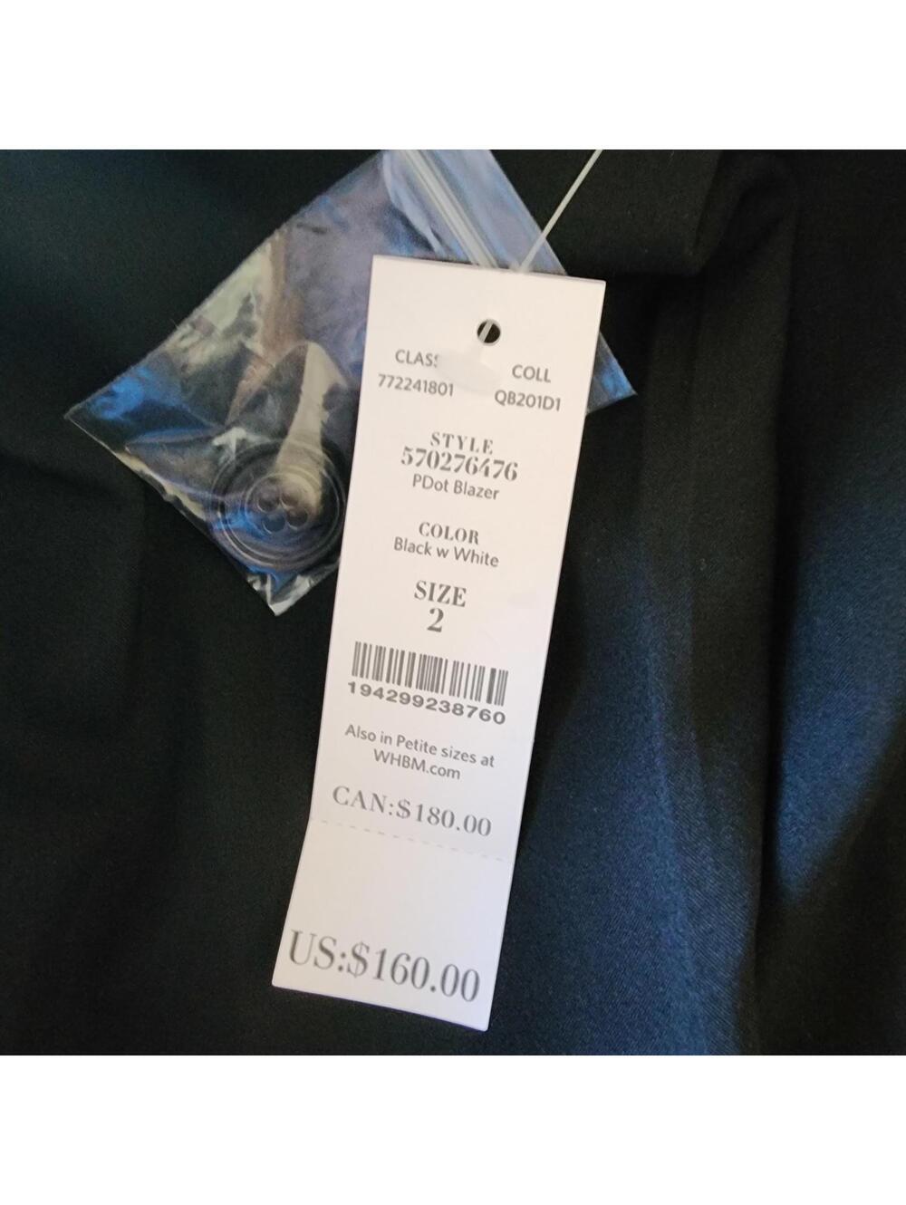 NWT White House Black Rock Black white polka dot Pdot blazer jacket 2 - Picture 5 of 6